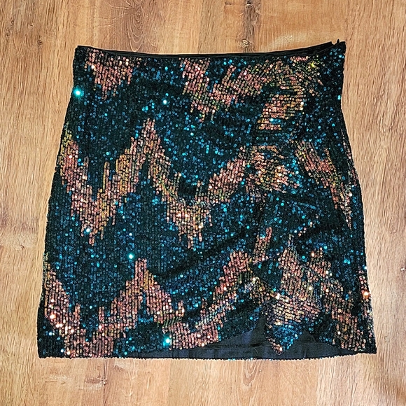 Sequin Chevron Pattern Aline Mini Skirt